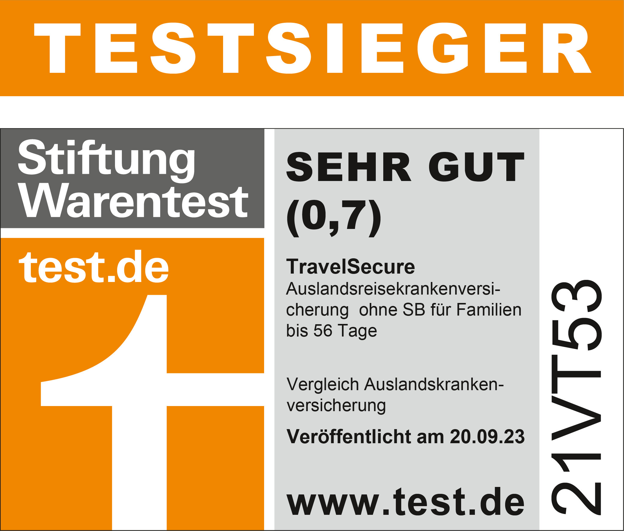 Testsieger Auslandskrankenversicherung 09/2023 Würzburger
