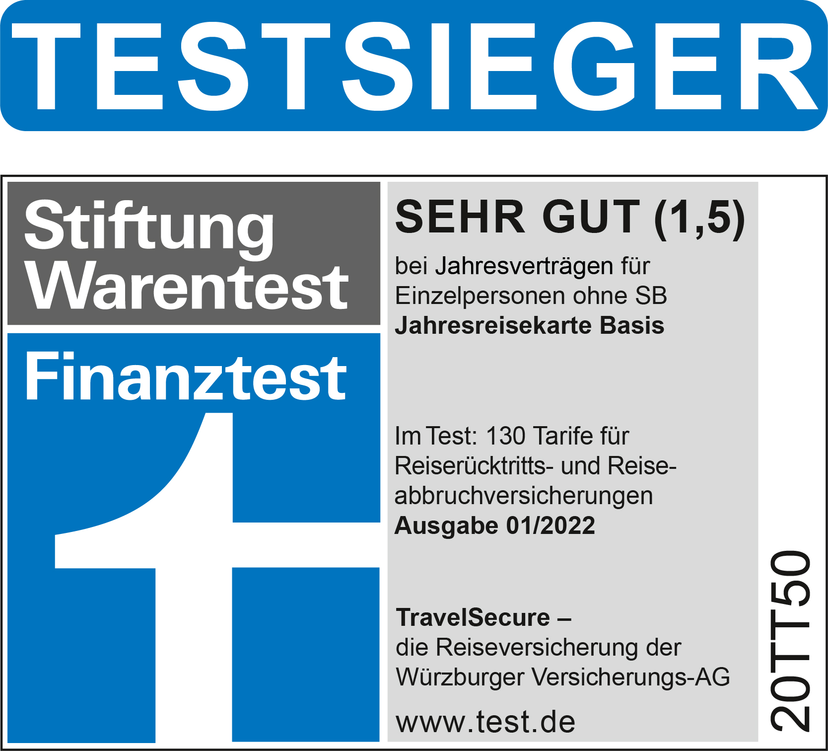  Testsieger Auslandskrankenversicherung 01/2022 Würzburger
