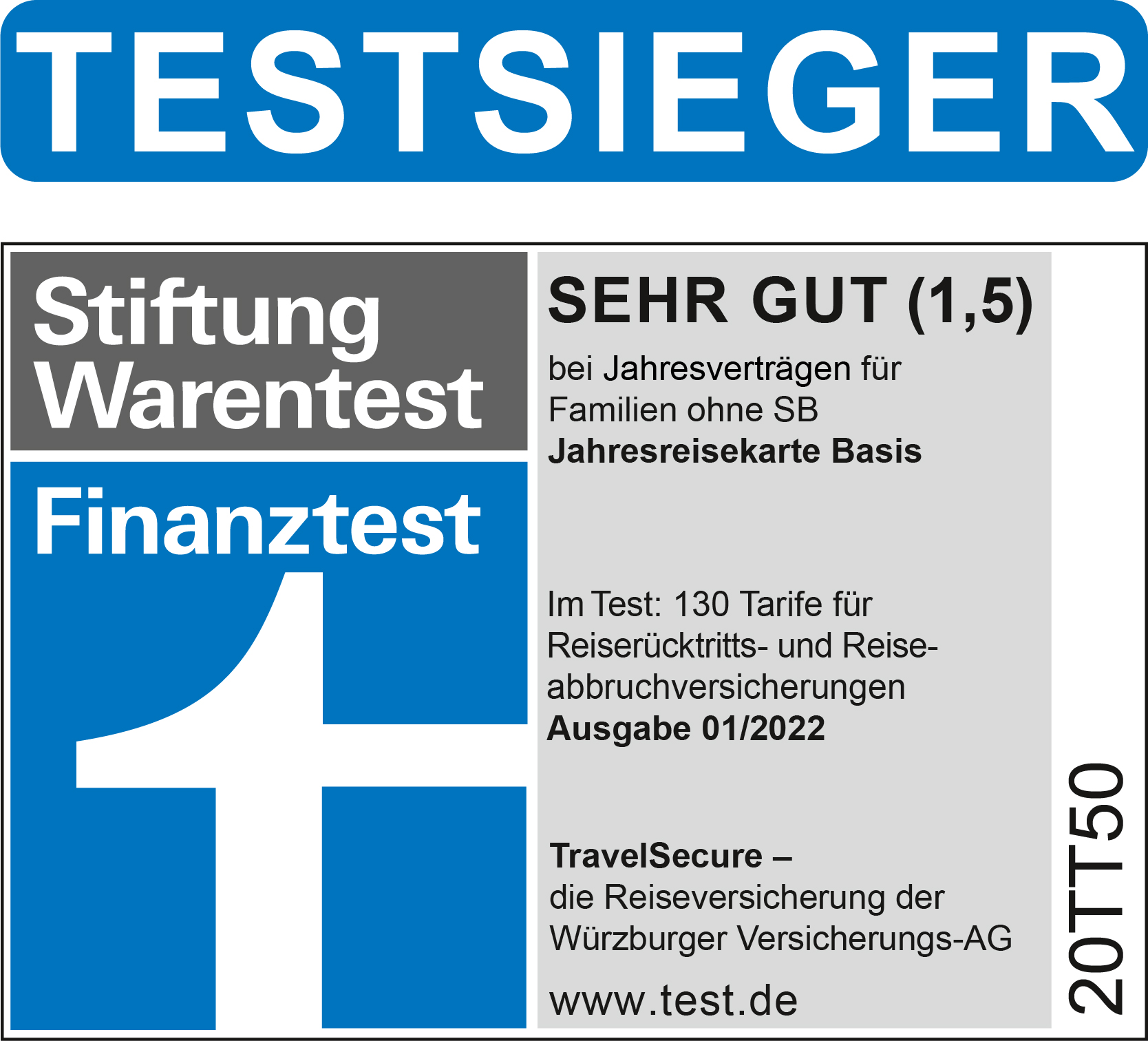 Testsieger Auslandskrankenversicherung 01/2022 Würzburger